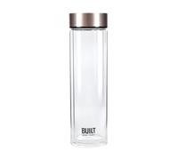 Built Glass Water Bottle, Stainless Steel Flask, Rose Gold, 450ml