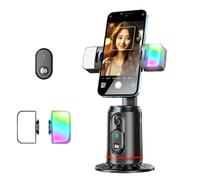 Built-in Ai Camera Smart Auto-Tracking Phone Stand, Auto Face Tracking Tripod 360 Rotation with Stand,Control, No Application Required, for Streaming, and Vlog Shooting (Double-lamp version)