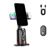 Built-in Ai Camera Smart Auto-Tracking Phone Stand, Auto Face Tracking Tripod 360 Rotation with Stand, Gesture Control, No App Needed, for Streaming, and Vlog Shooting (black,With fill light)