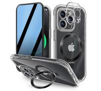 [Built-in Anti Peep Screen Protector & Invisible Magnetic Kickstand] Privacy Case for iPhone 13 Pro [Integrated Lens Protection] [Compatible with MagSafe] Full-Body Drop Proof Phone Case - Black