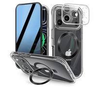 [Built-in Anti Peep Screen Protector & Invisible Magnetic Kickstand] Privacy Case for iPhone 17 Pro 6.3'' [Integrated Lens Protection] [Compatible with MagSafe] Full-Body Drop Proof Case - Black