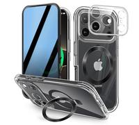 [Built-in Anti Peep Screen Protector & Invisible Magnetic Kickstand] Privacy Case for iPhone 17 Pro Max 6.9'' [Integrated Lens Protection] [Compatible with MagSafe] Full-Body Drop Proof Case -Black