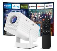 【Built-in App】Polaring Mini Projector, Smart 4K Projector with WiFi and bluetooth 1080P Support, Auto Keystone Correction，90° Rotating Adjustment，Compatible with phone, TV Stick , HDMI, USB