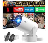 [Built-in Apps & 2025 Upgraded] Mini Projector with WiFi 6 and Bluetooth 5.4 Support 4K 1080P Auto Keystone 180° Rotatable Projector for Bedroom Compatibile with HDMI/TV Stick/Memory Stick/Laptop