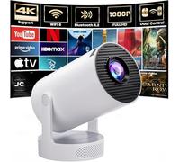 [Built-in Apps & 2025 Upgraded] Mini Projector with WiFi 6 and Bluetooth 5.4 Support 4K 1080P Auto Keystone 180° Adjustable Projector for Bedroom Compatibile with HDMI/TV Stick/Memory Stick/Laptop