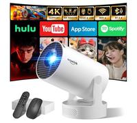 [Built-in Apps & 2026 Upgraded] Mini Projector with WiFi 6 and Bluetooth 5.4 Support 4K 1080P Auto Keystone 180° Rotatable Projector for Bedroom Compatibile with HDMI/TV Stick/Memory Stick/Laptop