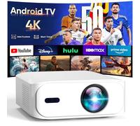 [Built-in-Apps] 4K Short Throw Smart Mini Projector with WiFi 6 and Bluetooth, Auto Keystone Outdoor Movie Projector, Big Screen Home Portable Projector for Phone/Laptop/HDMI (APP Version)