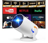 [Built-in Apps] Mini Projector with WIFI 6 and Bluetooth, 4K 1080P Support Portable Projector 180° Rotatable 130'' Screen Movie Projector Auto Keystone Compatible for Laptop, PC, Smartphone