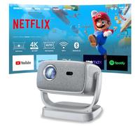 [Built-in Apps&Auto Focus] 2025 HUANLETOU Portable Projector 1080P Smart Mini Projector Support 4K 180° Stand Auto Keystone with WiFi and Bluetooth Movie Projector Compatible with TV Stick/PS5/Laptop