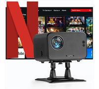 [Built-in Apps & Auto Focus] Smart Projector Native 1080P, XuanPad WiFi Bluetooth Mini Projector for Bedroom, Auto Keystone, 3D Stereo Sound with Adjustable Stand, Dust Removal & Cooling Design