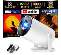 [Built-in Apps & Auto Keystone] AKIYO O2 Projector 2026 Upgraded 18000 Lumen with WiFi6 and Bluetooth 5.4, Mini Projector 1080P Full HD Supported, 180° Rotation Compatible with HDMI/USB/Laptop/PS5