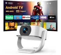 【Built-in Apps | Electric Focus】Native 1080P Mini Projector 4K Support with WiFi and BT, 500ANSI Auto Keystone 50% Zoom 270° Rotatable Portable for Bedroom/Outdoor, Remote/Mouse Control