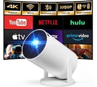 [Built-in Apps] Mini Projector with WIFI 6 and Bluetooth, 4K 1080P Support Portable Projector 180° Rotatable 130'' Screen Movie Projector Auto Keystone Compatible for Laptop, PC, Smartphone