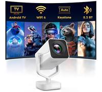 【Built in Apps】Mini Smart Projector with WiFi and Bluetooth, 270° Adjustable Movie Projector, 1080P Support Portable Projector for Phone, Android System, Electric Focus, Auto Keystone, 50% Zoom
