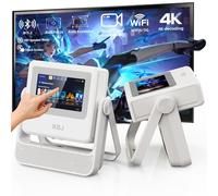 [Built-in Apps] XBJ Touch Screen Portable Projector with Wifi 6 and Bluetooth, Support 4K, Smart Movie Auto Focus Projector with Stand, Compatible with Smartphone/TV Stick/pc/USB,Indoor & Outdoor Use