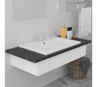 Built-in Basin Ceramic White 61 x 39.5 x 18.5 cm Bath Sink with Overflow Modern