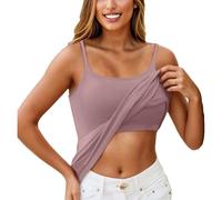 Built in Bra Top Women Sleeveless Seamless Padded Bra Support Tank Tops