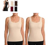 Built in Comfort Bra Tanktop Built-in Comfort Bra Tank Top Women's U-Neck Shapewear Seamless Cami Shaper Braless Tops Seniors (Nude+Nude,L)