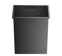 Built-In Countertop Garbage Can, Square Recessed Countertop Trash Bin, Modern Brushed 304 Stainless Steel Garbage Can, Space-Saving, Built-In Waste Co(Black Brushed One Size)