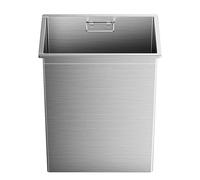 Built-In Countertop Garbage Can, Square Recessed Countertop Trash Bin, Modern Brushed 304 Stainless Steel Garbage Can, Space-Saving, Built-In Waste Co(Silver Brushed One Size)