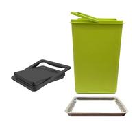 Built-In Countertop Garbage Can, Stainless Steel Garbage Can Swing Lid, Kitchen Built-In PP Plastic Trash Bin, Square Countertop Hidden Waste Chute Co(Black 430Material)