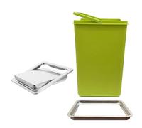 Built-In Countertop Garbage Can, Stainless Steel Garbage Can Swing Lid, Kitchen Built-In PP Plastic Trash Bin, Square Countertop Hidden Waste Chute Co(Silver 430Material)