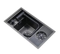 Built-in Countertop Invisible Small for Flats Villas Commercial, Includes Accessories/Siphon/Cup Washer/Folding Faucet/Cover(60 * 40 22Cm)/Black Steel/70 * 40 * 22Cm