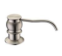 Built in Deck Mount Liquid Lotion Kitchen Countertop Metal Soap Dispenser, Brushed Nickel Brass Dispenser Pump with 320ml High Capacity Bottle