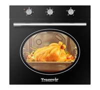 Built-in Electric Oven, 65L Capacity, 2200W, Silver Stainless Steel | Knob Control, Timer, 4 Functions, 50-250℃, 220V, Grill Heating Element, Black, Traenvir