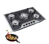 Built-in Gas Cooktop, 5 Burners Hob Cooker, Stainless Steel, Tempered Glass Gas Stove, Automatic Pulse Ignition 770 x 510 (30.3 "x 20")