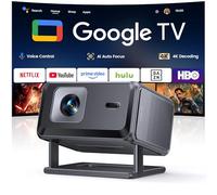 【Built-in Google TV & Voice Control 】Mini Projector 4K Compatible with Netflix, FHD 1080P HDR10 Smart Home Cinema Projector, Auto Focus & 6D Keystone, WiFi 6 Bluetooth Projectors for Outdoor, Bedroom