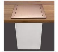 Built-in Kitchen Cabinet Trash Can with Swing Lid, Stainless Steel Recessed Garbage Bin with Balance Flap Cover for Flush Mounting (Rose Gold lid + Bucket)