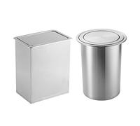 Built-in Kitchen Trash Can with Lid Stainless Steel 304 Brushed Finish Small Square Pull-Out Waste Bin Space-Saving Under-Counter Design for Clean and nized Cooking Area.