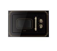 Klarstein Victoria 20 - Built-in Microwave, Retro Design, 20 litres, 800 Watt Microwave / 1000 Watt Grill Power, 3 Grill/Microwave Combo Functions, Stainless Steel, Mounting Frame, Black