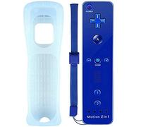 Built-in Motion Plus 2 in 1 Wireless Remote Controller Gamepad Joystick for Nintendo Wii/Wii U, w/Silicone Case & Hand Strap (Blue)