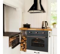 Klarstein Vilhelmine Oven - 55 Litres, Energy Efficiency Class A, Knob and Door Handle Copper Look, 3 Modes, 19th Century Look, 4 Slots for Grill/Baking Tray, Black