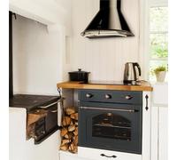 Built-in Oven Grill Baking 55L Retro Glass Front Timer Kitchen 3 Function Black [EEK: A]