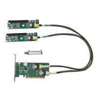 Built-in PCI Express X16 4.0 PCIE4.0 to SFF-8654 8I Slim SAS Expansion Card | 2*SFF-8654 8I to PCI-E X8X8 Baseplate +2* SFF-8654 8I to SFF-8654 8I 25 Inches Intersection Cable