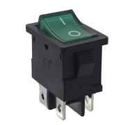Built-in Rocker Switch Green 19 x 13 mm, Device Switch Frame Dimensions 21 x 15 mm, 6 A, 250 V ~ 4 Pins, Illuminated