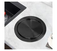 Built-in Round inless Steel Trash Chute with Flip Top Lid, Recessed Waste Can for Kitchen Countertop, 18-19cm Opening, Black, Space-Saving Garba Disposal Solut