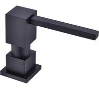 Built in Sink Soap Dispenser or Lotion Dispenser for Kitchen Sink, Matte Black Brass Square Pump Head, with 11 Ounce PET Soap Bottle