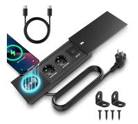 Built-in socket retractable with lid, 2-way power strip, USB C PD
