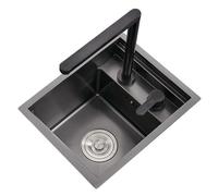 Built-in Stainless Steel Countertop - Invisible Design with Folding Faucet, Rv/Bar Vegetable Washing Basin, Concealed Single Bowl(+Faucet A,35 * 45 21Cm)/Sink+Faucet B/30 * 45 * 21Cm