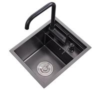 Built-in Stainless Steel Countertop - Invisible Design with Folding Faucet, Rv/Bar Vegetable Washing Basin, Concealed Single Bowl(+Faucet A,35 * 45 21Cm)/Sink+Faucet a/35 * 45 * 21Cm