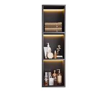 Built-in Stainless Steel Shower with LED Light Strips, 304 Stainless Steel, Recessed 3-Tier Shelf, Black Wall Storage for Modern Bathrooms