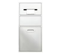 Built-In Stainless Steel with Removable Door & Trash Can - Customizable Bathroom Shower Sto Next to Toilet for Public Restrooms & Par, White 23x67cm/9x26in