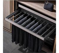 Built-in telescopic trouser in wardrobe, Wardrobe Drawer Trouser With Buffer System, Pull-Out Closet Scarf Jeans Storage Sliding Rail,Adjustable Width,Grey,100cm