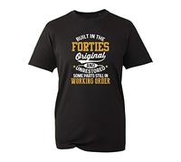 Built in The Forties Unrestored T-Shirt, Vintage Birthday Biker Motorcycle Lover Adults Top (Black, 4XL)