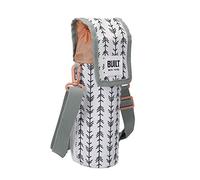 Built Insulated Bottle Bag with Shoulder Strap & 'Belle Vie' Design, 100% Polyester with Food Safe PEVA Lining, White, 9 x 11 x 25cm