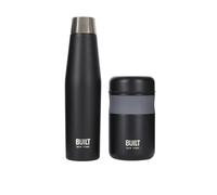 Built Insulated Food Flask and Leakproof Water Bottle Lunch Gift Set, For Commuting, Office Lunch, Picnics or at the Gym, Black,One Size,BLTLUNCH2PCBLK
